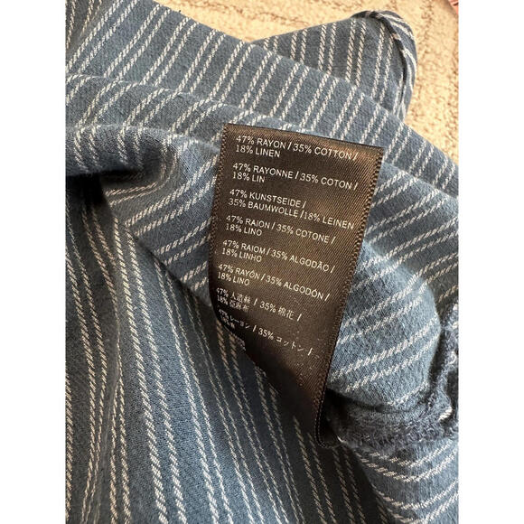 Anthropologie Bellamy Womens 8 Striped Roll Tab Sleeves Midi Shirtdress Belted - Picture 8 of 8